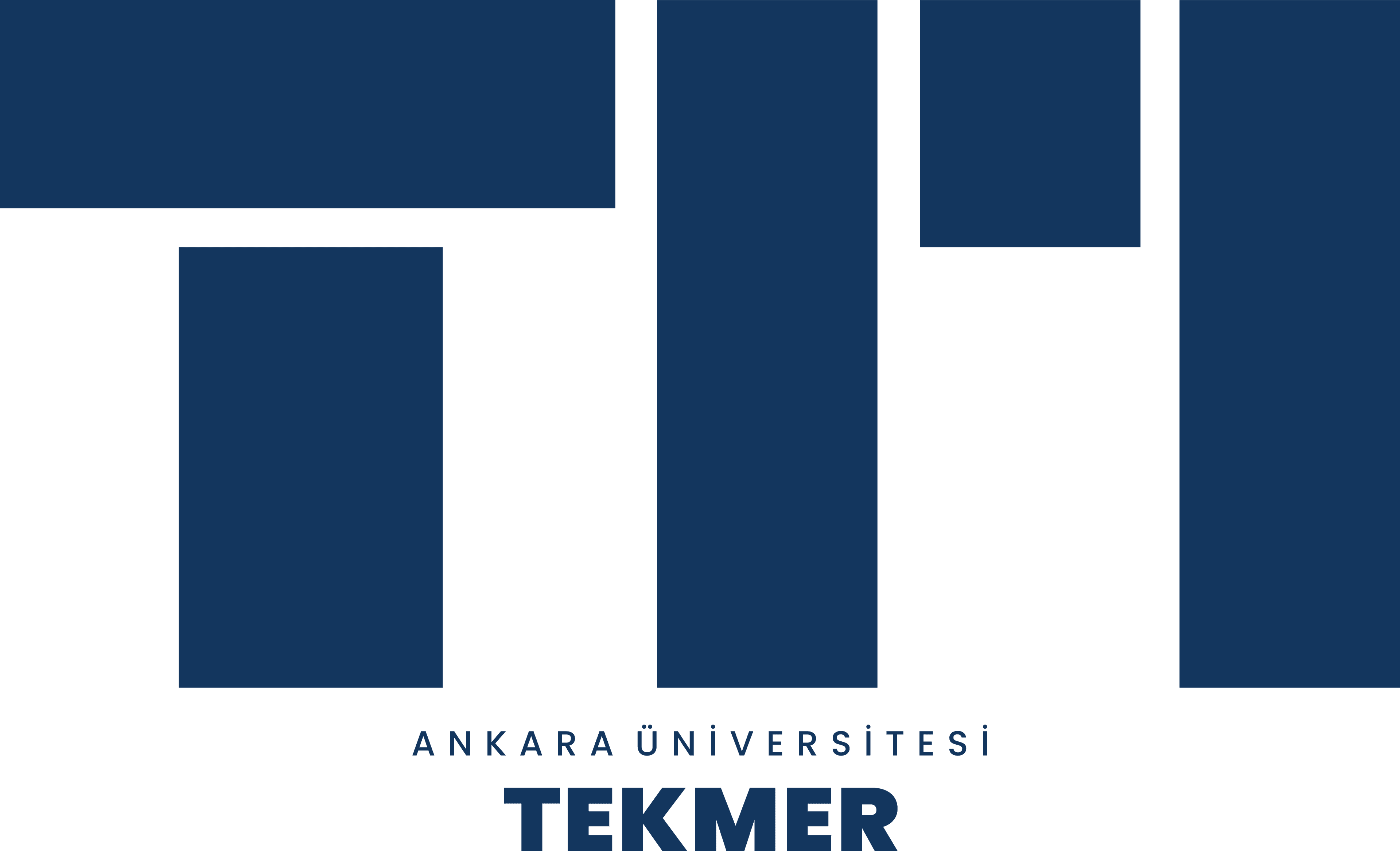 Ankara University TEKMER vertical lockup — navy on a transparent background